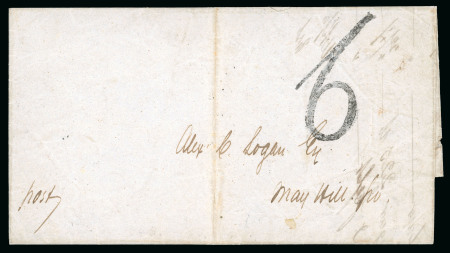 Stamp of Jamaica 1844-48, pair of entires from Kingston with "4" and "6" to pay hs