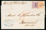 Stamp of Jamaica 1874, pair of covers to Jacmel, Haiti, one at 5d rate and one at 10d rate
