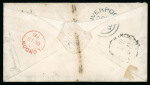 Stamp of Jamaica 1858-59, group of two covers and a large piece with GB stamps used in Jamaica
