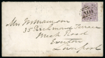 Stamp of Jamaica 1858-59, group of two covers and a large piece with GB stamps used in Jamaica