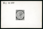 Stamp of Jamaica Postal Stationery: 1877 (May 29) De La Rue die proof of the 1d stationery die in black on glazed card