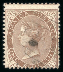 Stamp of Jamaica 1860-1911 Laureated Head collection mounted on 10 pages, incl. several "$" for "S" in "SHILLING" variety used