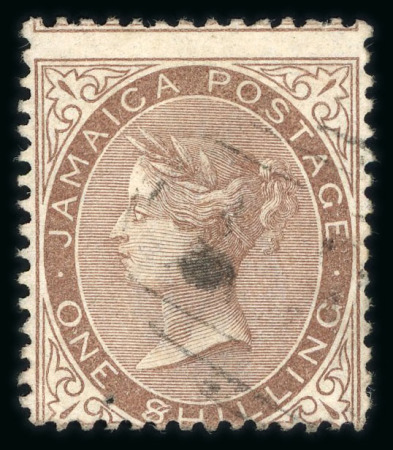 Stamp of Jamaica 1860-1911 Laureated Head collection mounted on 10 pages, incl. several "$" for "S" in "SHILLING" variety used