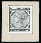 Stamp of Jamaica 1860-1911 Laureated Head collection mounted on 10 pages, incl. several "$" for "S" in "SHILLING" variety used