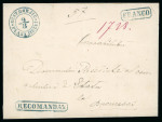 Stamp of Romania » Postal History » Moldavian "FRANKO" Handstamps GORJIU: Registered folded letter sheet from Gorjiu