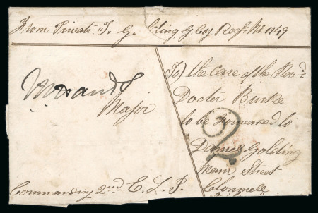 Stamp of India » Postal History in Hyderabad 1850 (Nov 14) Concession rate soldier’s entire letter,