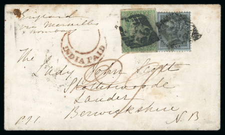 Stamp of India » Postal History in Hyderabad 1857 (Sept 3) Letter Secunderabad to Lauder, Berwickshire,