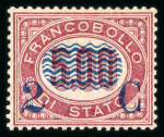Stamp of Italy » Regno d'Italia » Segnatasse 1878, 2c on 2c to 2c on 10L, complete set of eight mint
