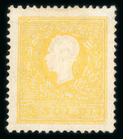 Stamp of Austria » Lombardy Venetia 1858, 2s yellow, type I, exceptionally well centred