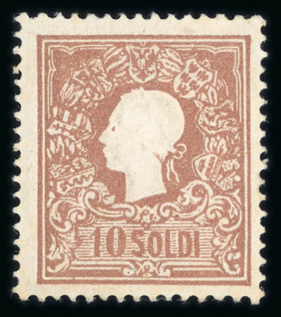 Stamp of Italian States » Lombardy Venetia 1858, 10s brown, type I, mint o.g.