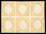 Stamp of Italian States » Naples Neapolitan Provinces, 1861,1/2t to 50gr, complete set of eight values in blocks of four, mint