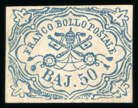 Stamp of Italian States » Papal States 1852, 50b blue, unused without gum