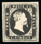Stamp of Italian States » Sardinia 1851, 5c grey-black, original gum, lightly hinged