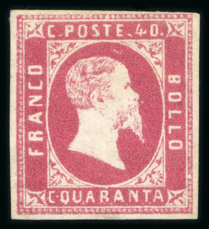 Stamp of Italian States » Sardinia 1851, 40c rose, original gum with light hinge remnant,