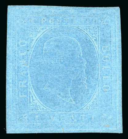 Stamp of Italian States » Sardinia 1853, 20c dull blue, mint original gum and very lightly hinged