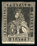 Stamp of Italian States » Tuscany 1857, 1q black, lightly hinged with original gum