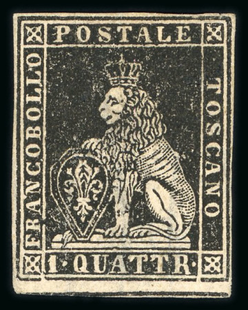 Stamp of Italian States » Tuscany 1857, 1q black, lightly hinged with original gum