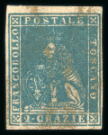 Stamp of Italian States » Tuscany 1857, 2cr yellowish green-grey, lightly hinged with o.g.
