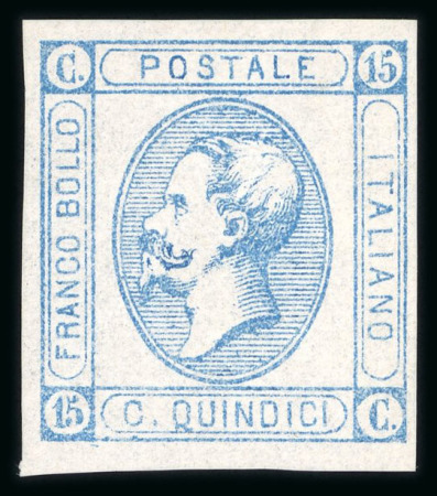 Stamp of Italy » Regno d'Italia 1863, 15c blue, type I, mint never hinged, good to