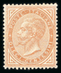 Stamp of Italy » Regno d'Italia 1863, 10c ochre-orange, De La rue printing, original gum, lightly hinged