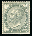 Stamp of Italy » Regno d'Italia 1863, 5c grey-green, De La rue printing, original gum, l.h.
