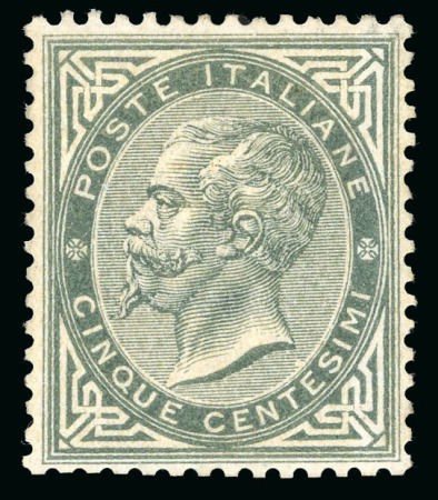 Stamp of Italy » Regno d'Italia 1863, 5c grey-green, De La rue printing, original gum, l.h.