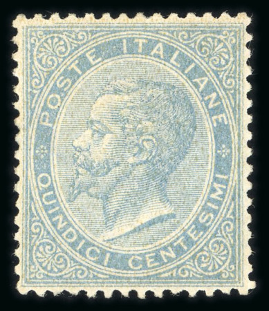 Stamp of Italy » Regno d'Italia 1863, 15c sky blue, De La Rue printing, unused, regummed