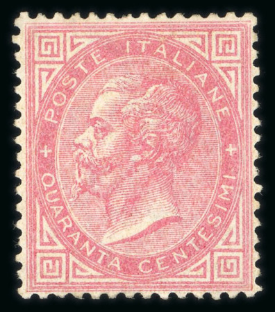 Stamp of Italy » Regno d'Italia 1863, 40c rose-carmine, De La Rue printing, o.g.