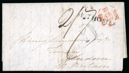 Stamp of Danish West Indies 1818 (Dec 15) entire from St. Croix to Scotland with "ST. THOMAS" straight line hs