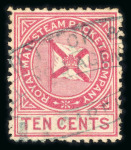 Stamp of Danish West Indies Royal Mail Steam Packet Company 1875: 10c rose, perf. 12 1/2 used with oval framed "JOH KOCK & Co. / LLOYD'S AGENTS / PTO. CABELLO" in black