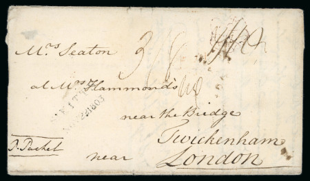 Stamp of St. Kitts-Nevis 1803 lettersheet to England with "ST. KITTS / NOV 22 1803" ds (Proud type PS17)