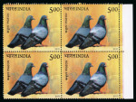 Stamp of India » Dominion 2010 Pigeon and Sparrow mint n.h. mini sheet showing strong sideways shift of black and 5R block with colour shift