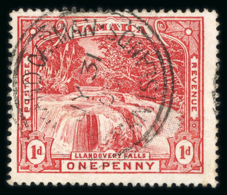 Stamp of Cayman Islands Jamaica used in Cayman Islands: 1898-1901 1d red Falls with good to fine central "GRAND CAYMAN / CAYMAN ISLANDS" double-ring ds