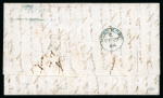 Stamp of Hong Kong 1864 (Feb 29) wrapper to the USA with 1862 48c and 1863 6c tied by neat "B62" barred ovals in blue-green