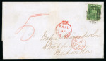 Stamp of Trinidad and Tobago » Trinidad 1861 (Jul 7) entire to England with 1860 rough perf.14-16 1/2, tied by "1" barred oval with neat "PAID / AT / TRINIDAD" crown circle hs