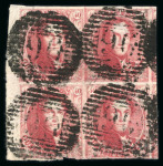 Stamp of Belgium » Belgique. 1849 Médaillons (filigrane encadré) (COB 3-5) 1849-1850, 40 centimes carmin, bloc de 4 avec début