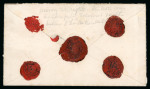 Stamp of Trinidad and Tobago » Trinidad 1874 (Sep 6) envelope sent registered from San Fernando to St. Kitts with 1863-80 perf.12 1/2 1s pair tied by "REGISTERED" hs