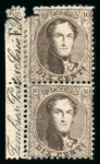 Stamp of Belgium » Belgique. 1863 Médaillons dentelés (COB 13-16) 1863, 10 centimes brun foncé, paire verticale avec