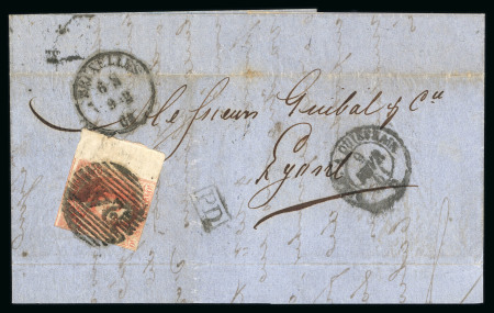 Stamp of Belgium » Belgique. 1861 Médaillons allongés (COB 9-12) 1861, Lettre de Bruxelles pour Lyon, affranchissement
