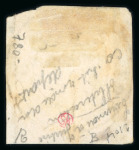 Stamp of Belgium » Belgique. 1851 Médaillons (filigrane sans cadre) (COB 6-8) 1851, 20 centimes bleu, oblitération cachet à date