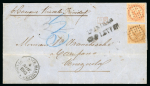 Stamp of Trinidad and Tobago » Trinidad Incoming: 1863 (Nov 3) entire from St. Pierre in Martinique to Venezuelawith the very rare "TRINIDAD / SHIP LETTER" hs