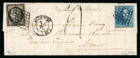 Stamp of Belgium » 1849 Epaulettes (COB 1-2) 1851, Lettre de Valenciennes (Nord, France) pour Mons