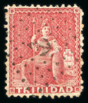 Stamp of Trinidad and Tobago » Trinidad Maritime: 1863-80 perf.12 group of 8 stamps with French anchor in diamond of dots cancels