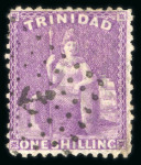 Stamp of Trinidad and Tobago » Trinidad Maritime: 1863-80 perf.12 group of 8 stamps with French anchor in diamond of dots cancels