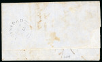 Stamp of Trinidad and Tobago » Trinidad 1851 (Sep 4) entire from San Fernando to Port of Spain with 1851-55 (1d) purple-brown left marginal tied by "2" type 0.1a cancel