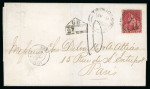 Stamp of Trinidad and Tobago » Trinidad 1868 (May 9) wrapper to France with 1863-80 perf. 12 1/2 1d carmine tied by a nice strike of the "1" numeral