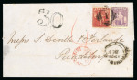 Stamp of Trinidad and Tobago » Trinidad 1865 (Apr 23) wrapper to Guadeloupe with 1863-80 perf. 12 1/2 (1d) and 4d pale mauve