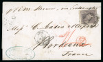 Stamp of Trinidad and Tobago » Trinidad 1863 (Feb 7) wrapper to France with 1861 rough perf.14-16 1/2 tied by "1" numeral