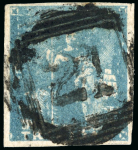 Stamp of Trinidad and Tobago » Trinidad 1852-60 Second Issue (1d) pale blue, fine to good margins, neatly cancelled by "21" numeral