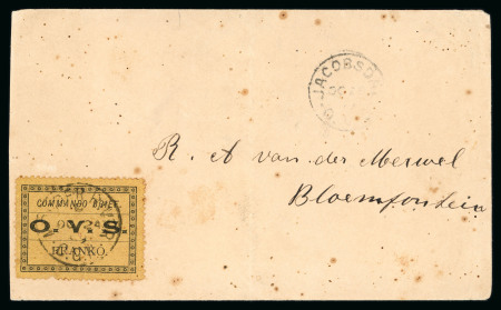 Stamp of South Africa » Orange Free State Military Frank Stamps: 1899 (Oct 24) envelope to Bloemfontein with 1899 "Commando Brief" stamp cancelled by Modder River cds